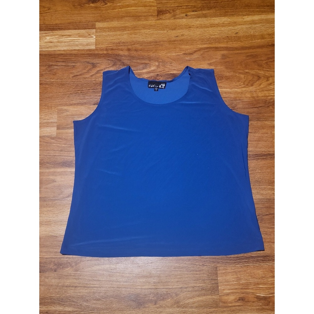 CSC Studio Liquid Poly Spandex Knit Royal Blue ‎ 1X Tank Top Basic